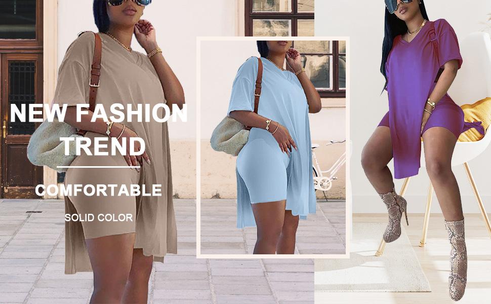 Womens 2 Piece Lounge SetsT-Shirts Topsas Biker Shorts Set Workout Reversible T racksuit S-3XL Womenswear Minimalist Shortsleeve Summer Two-Piece Set 2026 Casual Oversized Shirts Biker Shorts Matching Airport Travel Outfit Split Hem Lounge#springto Womens 2 Piece Lounge SetsT-Shirts Topsas Biker Shorts Set Workout Reversible T racksuit S-3XL Womenswear Minimalist Shortsleeve Summer Two-Piece Set 2026 Casual Oversized Shirts Biker Shorts Matching Airport Travel Outfit Split Hem Lounge#springto