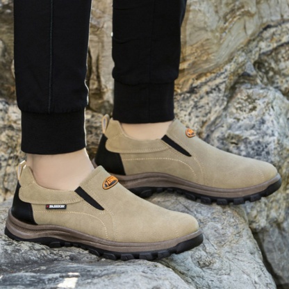 (⏰Limited Time 70% Discount off)Men's Outdoor Breathable Genuine Leather Shoes Non-slip Slip-On Shoes Arch Support Orthopedic Shoes-walkjoyful