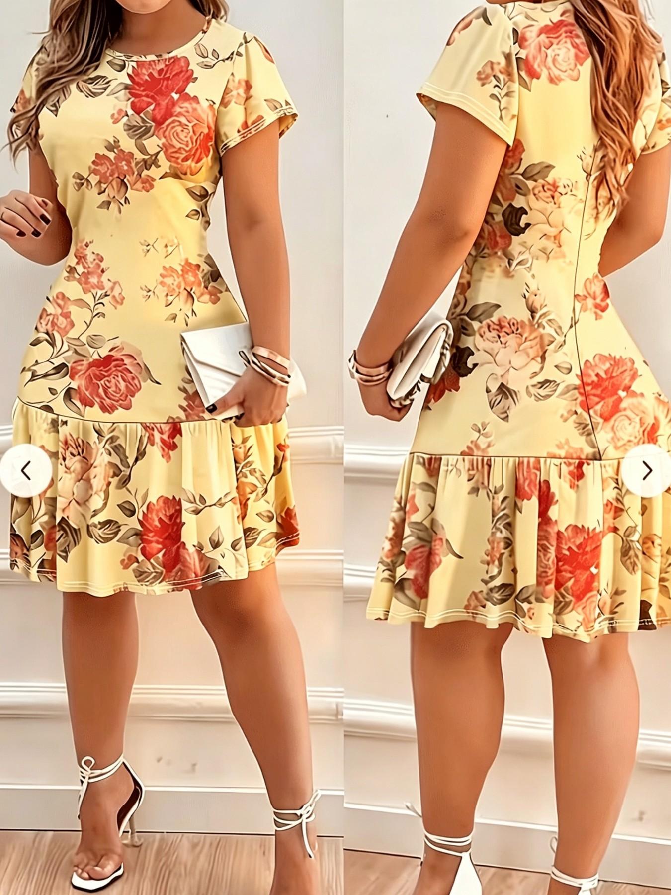 Summer Women's Casual Full Print High Elasticity Dress, Comfortable and Stylish, Perfect for Daily Wear, Trendy and Versatile Design Summer Women's Casual Full Print High Elasticity Dress, Comfortable and Stylish, Perfect for Daily Wear, Trendy and Versatile Design