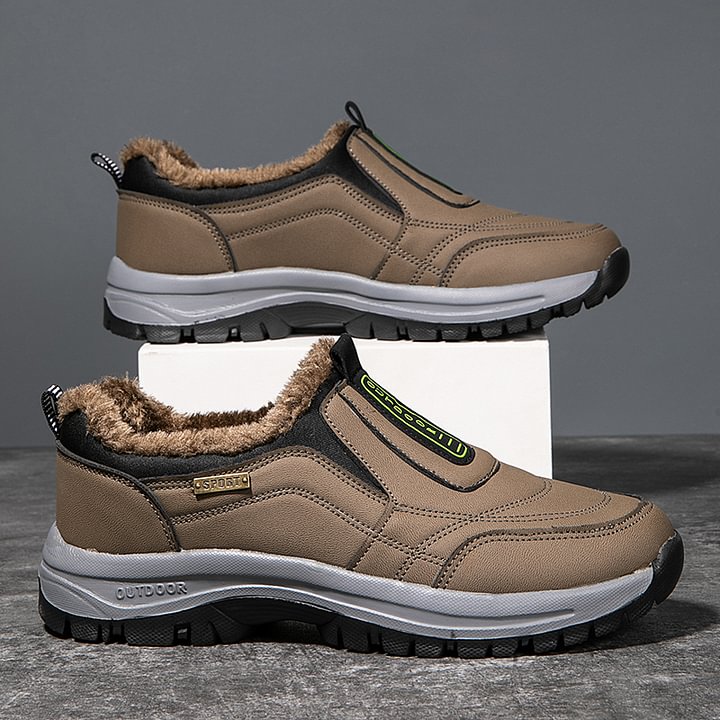 (e??��Best Selling) Men's Comfortable Waterproof Orthopedic Walking Shoes Plus Velvet Shoes