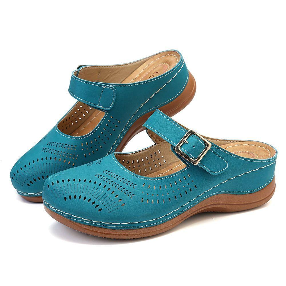 Vanccy Hollow Out Open Heel Casual Wedges Sandals-walkjoyful