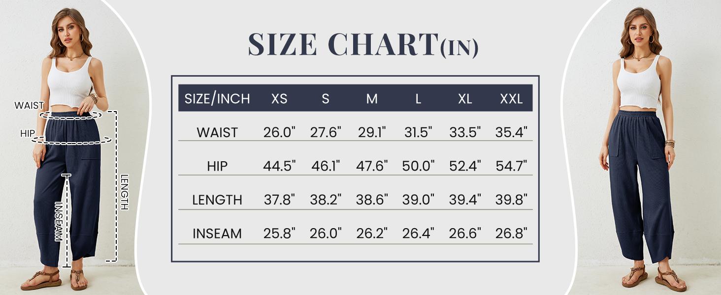 UANEO Women's Baggy Wideleg Pants Casual Elastic Waisted Palazzo Harem Pants with Pockets