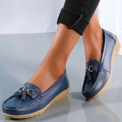 Vanccy-Women Flats Ballet Leather Shoes-walkjoyful