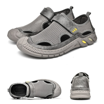 Men's Casual Stitch Closed Toe Slip On Sandals - Outdoor Anti-skid Rubber Sole Summer Sandals For Beach Hiking Climbing(Wide Foot Big Size)
