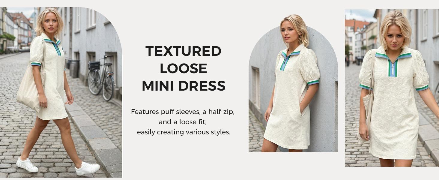 Fisoew Womens Summer Puff Short Sleeve Mini Dress Quarter Zip V Neck Casual Textured Loose Fit Active Sweatshirt Dresses Womenswear Sky Fisoew Womens Summer Puff Short Sleeve Mini Dress Quarter Zip V Neck Casual Textured Loose Fit Active Sweatshirt Dresses Womenswear Sky