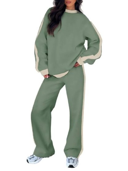 Women's Fleece Loose Fit Cozy Sweatshirt & Straight Leg Sweatpants Matching Sets