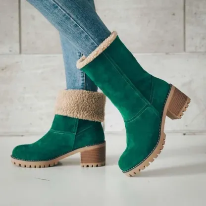 Women Two Ways Wear Warm Square Heels Snow Boots