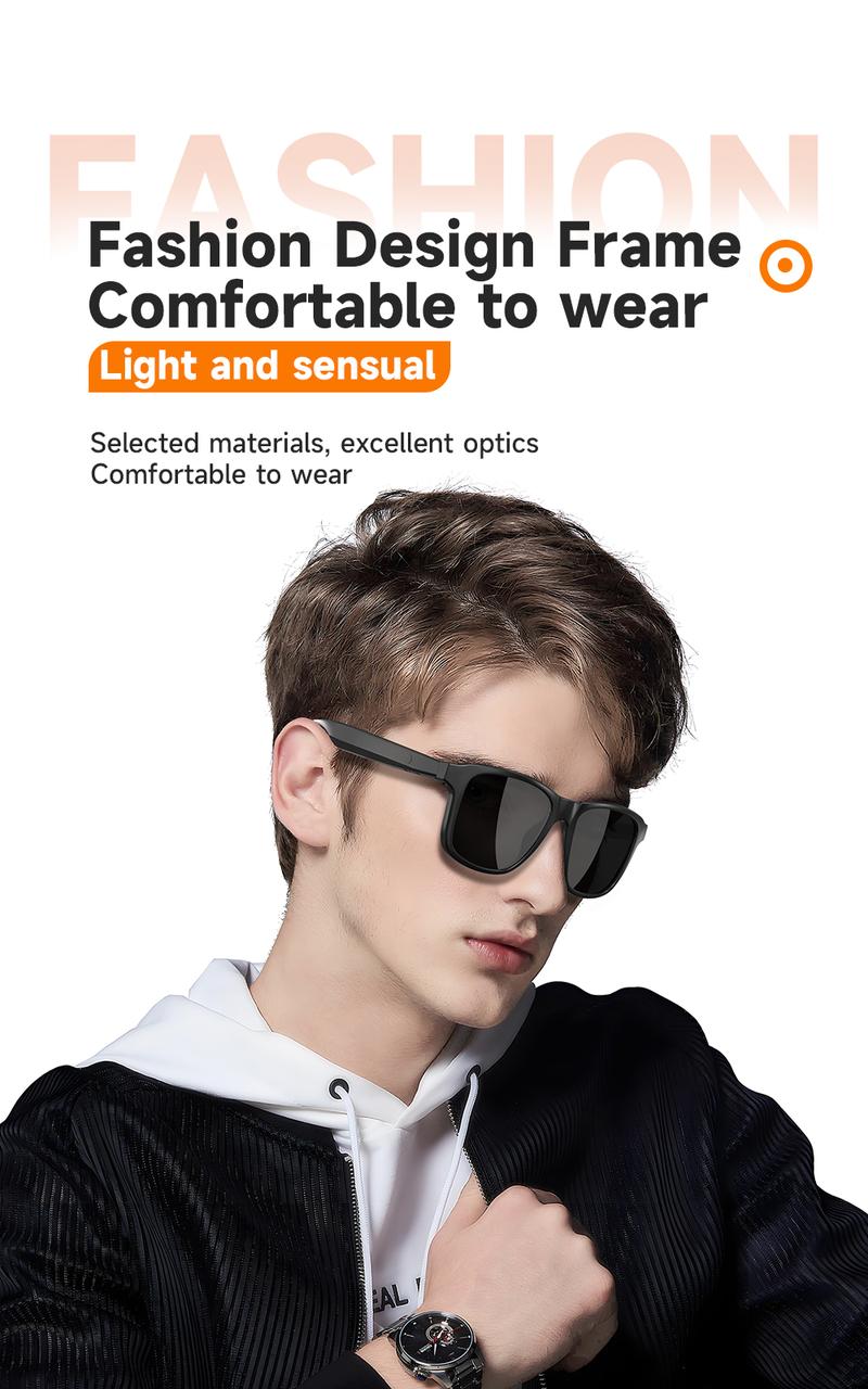 Smart Bluetooth Audio Sunglasses &ndash; Unisex Sports Eyewear with Built-in Mic & Speakers, UV Protection, Perfect for Summer & Outdoor Activities