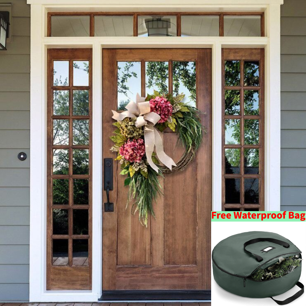 Farmhouse pink hydrangea wreath - Rustic home decor