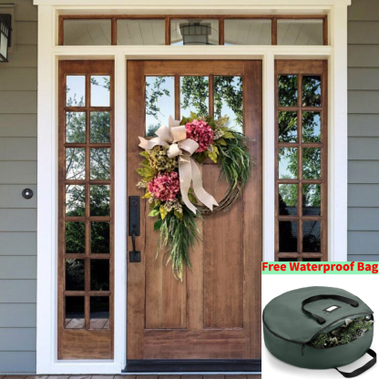 Farmhouse pink hydrangea wreath - Rustic home decor