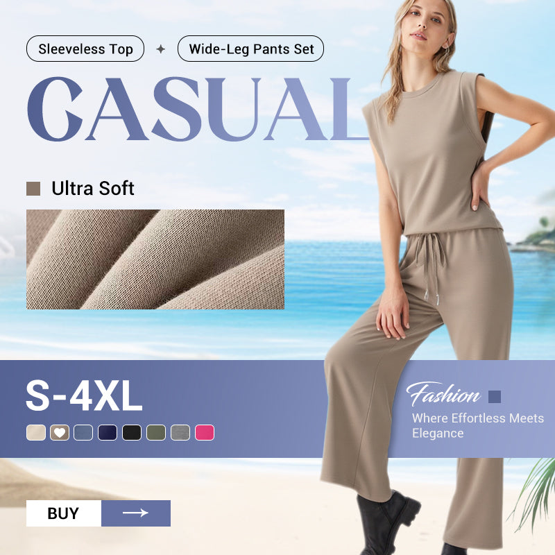 💕2025 Hot Sale 49% OFF🔥2025 New Women's  Sleeveless Top & Wide-Leg Pants 2-Piece Set