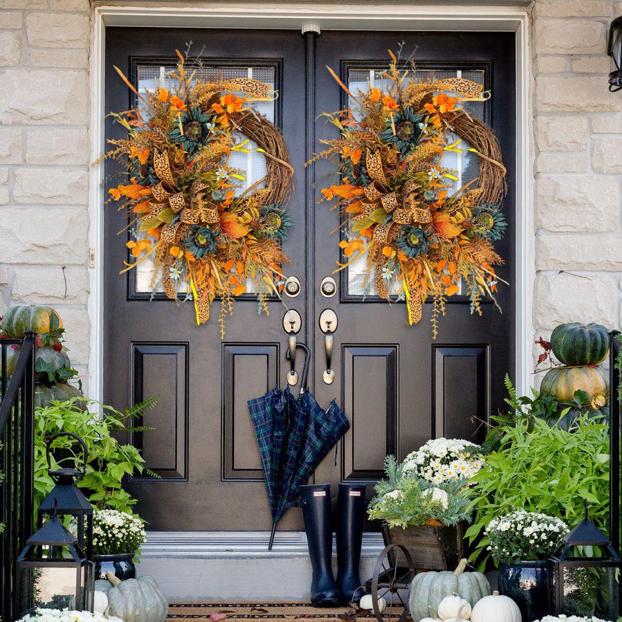 🍁EXTRA LARGE Fall Grapevine Wreath - Single or Double Door Design