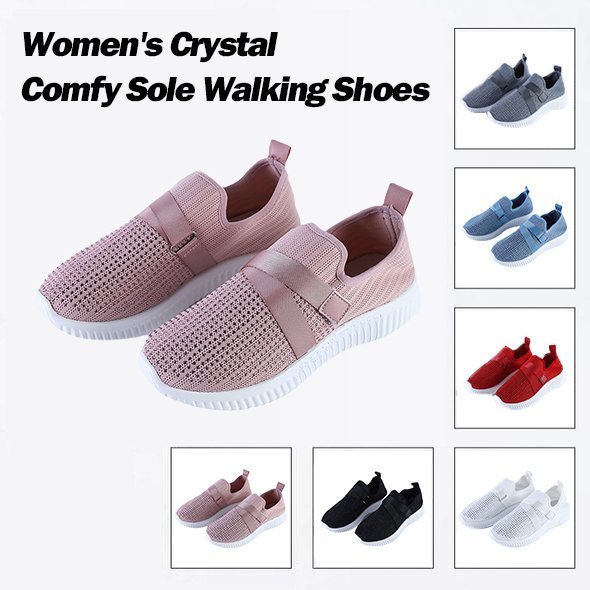WOMEN'S CRYSTAL COMFY SOLE BREATHABLE WALKING SHOES-burnzay