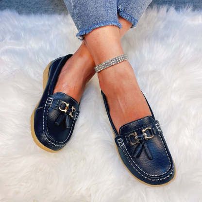 Vanccy-Women Flats Ballet Leather Shoes-walkjoyful