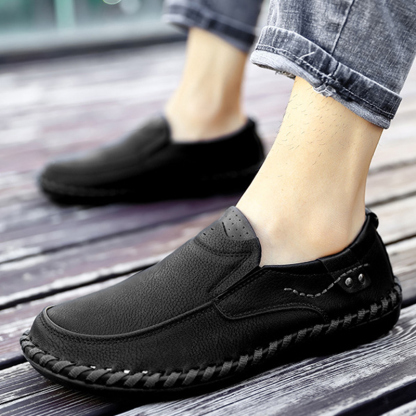 MEN'S LEATHER HAND-STITCHED CASUAL SHOES-walkjoyful