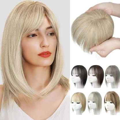 Natural Hair Toppers With Bangs For Women Adding Hair Volume Topper