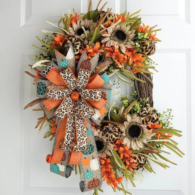 🍁Leopard Sunflower Wreath-Rustic Grapevine Home Decor