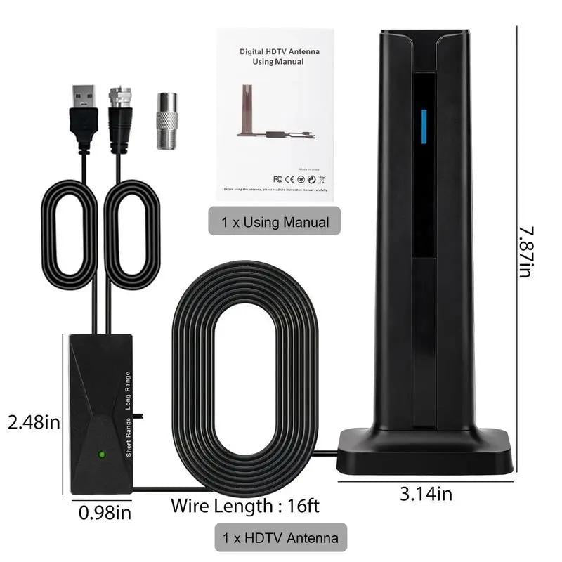 4K/1080P Indoor HDTV Antenna ✦ 120-Mile 360° Signal Booster