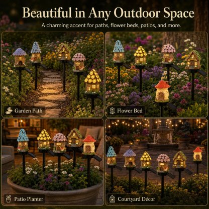 Solar Fairy-Tale Mushroom Cottage Garden Light