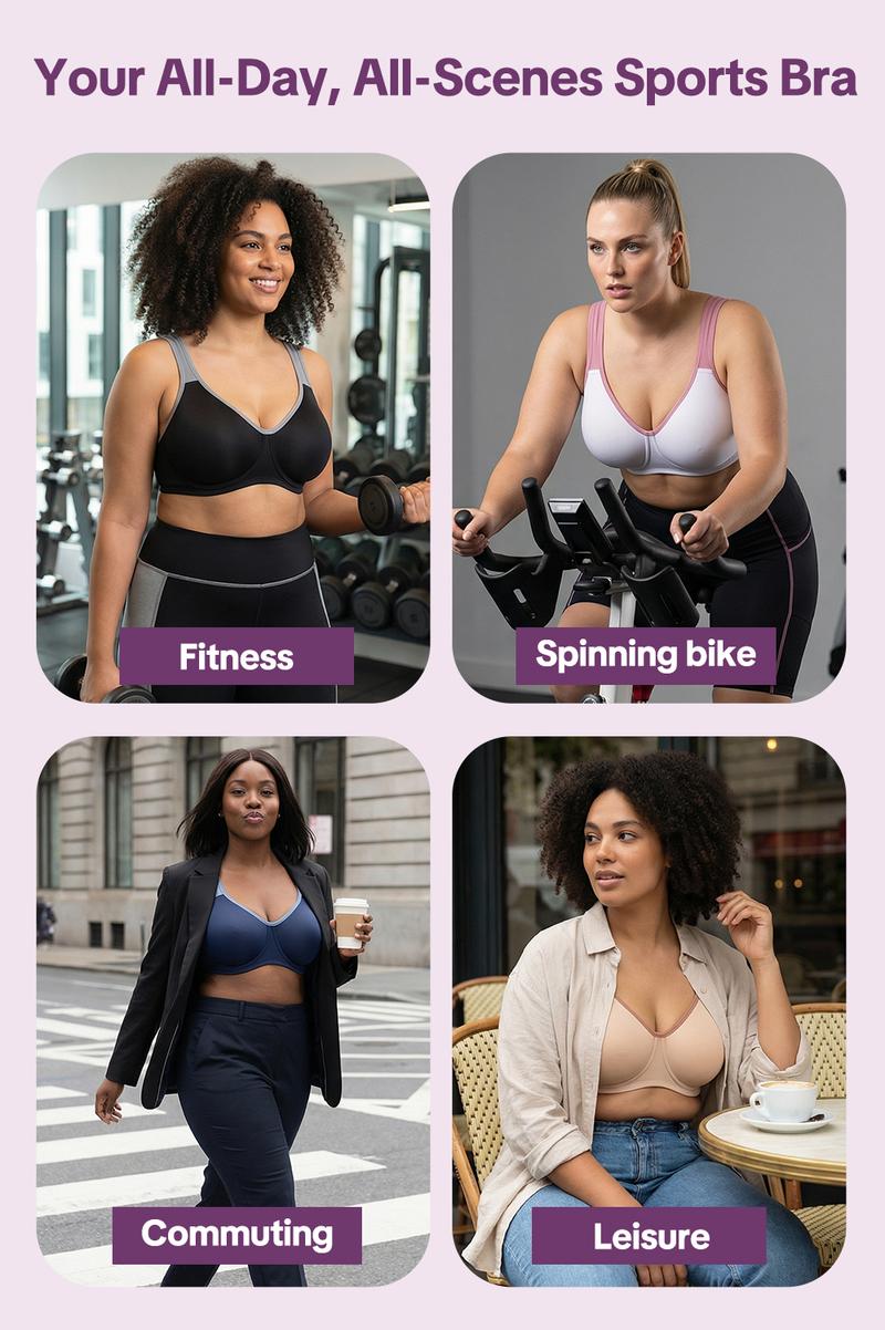 HSIA  Athea Hybrid Active Vibe Soft Support Non-padded Unlined Full Coverage Wide Strap Outside Underwire Sports Bra