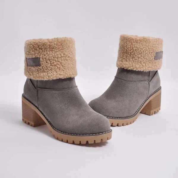 Women Two Ways Wear Warm Square Heels Snow Boots