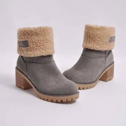 Women Two Ways Wear Warm Square Heels Snow Boots