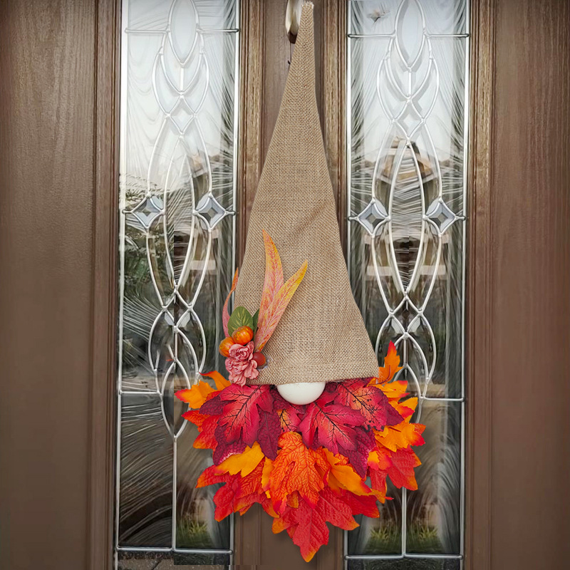 Fall Maple Gnome Front Door Hanger