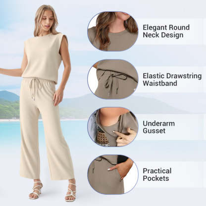 💕2025 Hot Sale 49% OFF🔥2025 New Women's  Sleeveless Top & Wide-Leg Pants 2-Piece Set