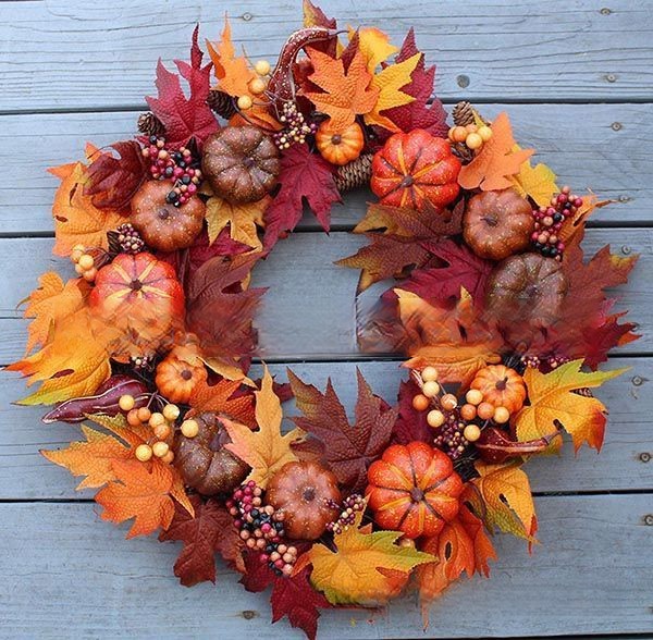 Fall Peony and Pumpkin Wreath - Year Round Wreath 3