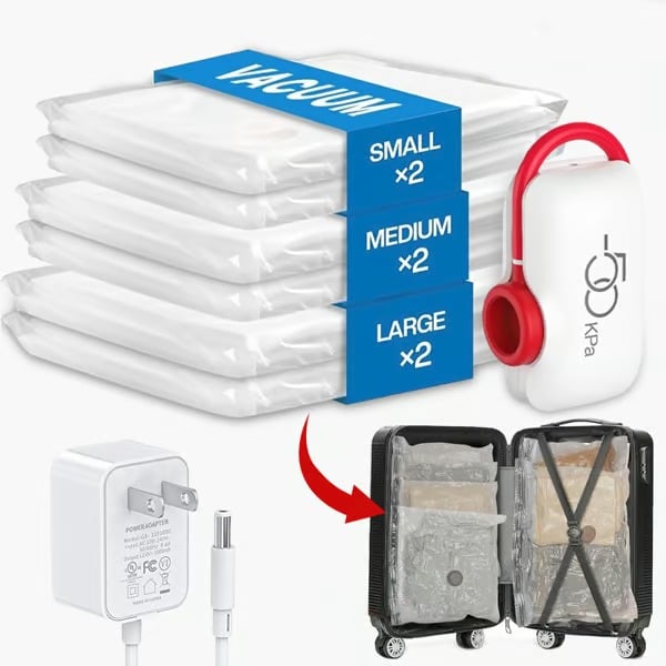 🏆6 Pack Lightweight Travel Bags with USB Electric Pump