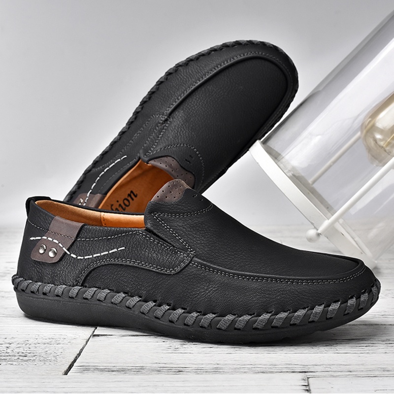 🔥Hot Sale🎁--60% OFF 🎉Mens Handmade Side Zipper Casual Comfy Leather Slip On Loafer-burnzay