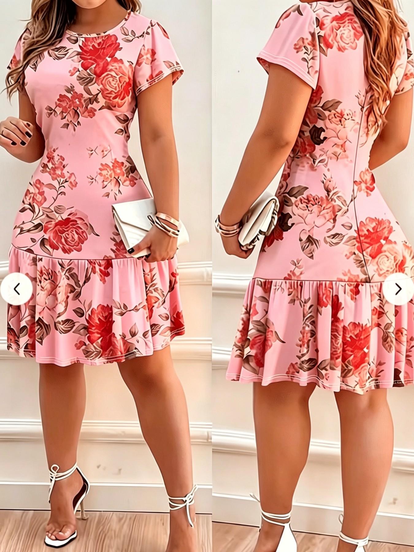 Summer Women's Casual Full Print High Elasticity Dress, Comfortable and Stylish, Perfect for Daily Wear, Trendy and Versatile Design Summer Women's Casual Full Print High Elasticity Dress, Comfortable and Stylish, Perfect for Daily Wear, Trendy and Versatile Design