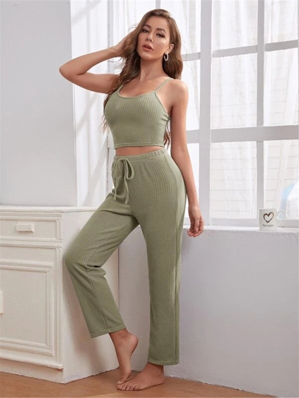 Women's Waffle Knit Loungewear Three Piece Set