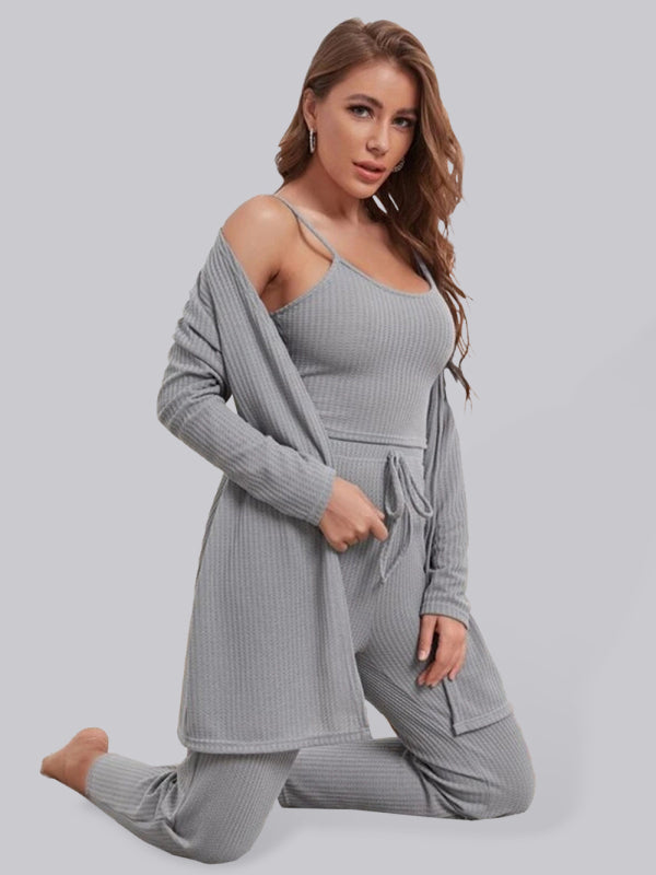 Women's Waffle Knit Loungewear Three Piece Set