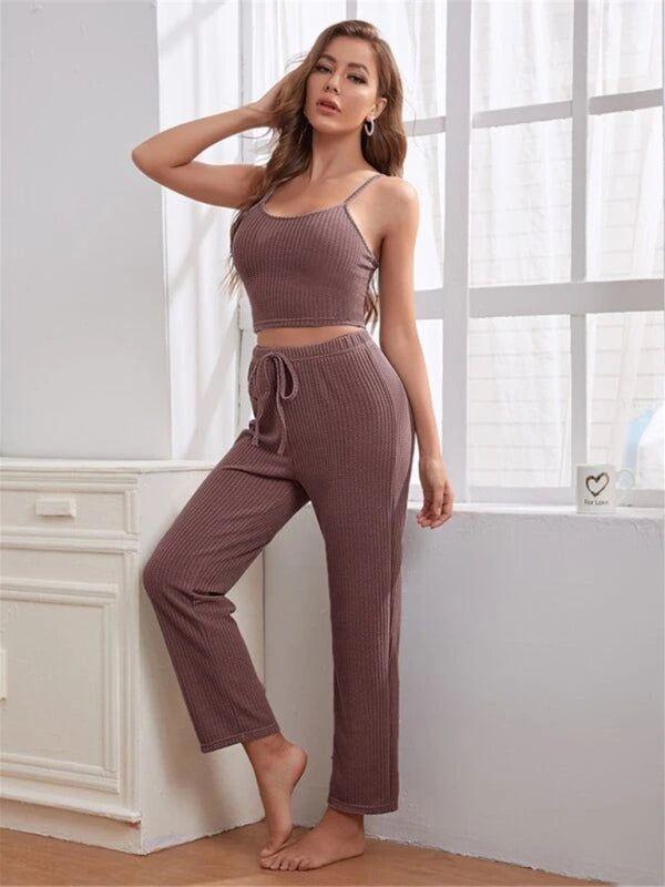 Women's Waffle Knit Loungewear Three Piece Set
