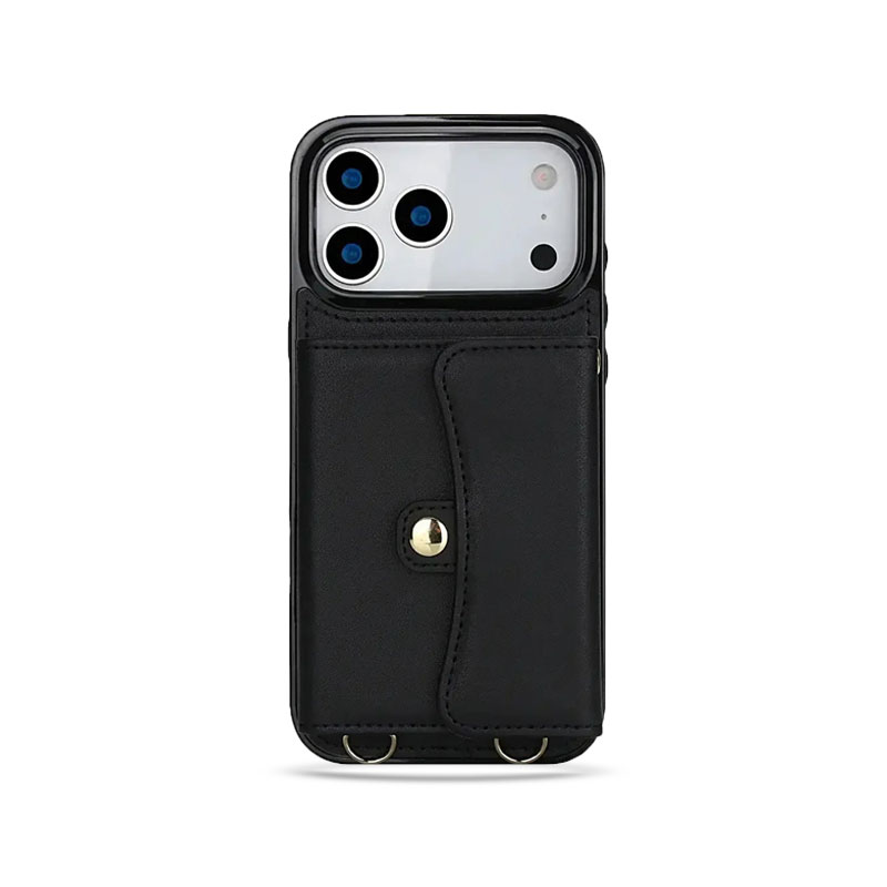 LV iPhone Case for iPhone 17 / 16 / 15 Pro Max – Flip Wallet Case with Strap