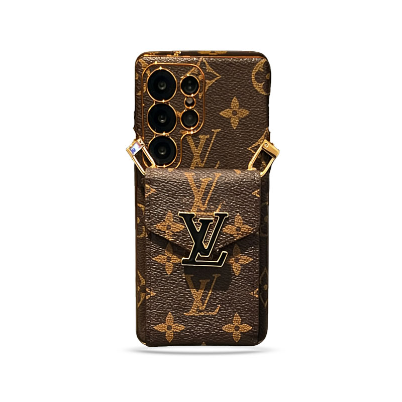 Classic Leather Monogram Samsung Galaxy S Series Case With Card Holder And Strap-GELV101