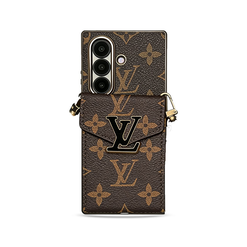 Leather Samsung Monogram Phone Case With Card Holder And Strap-DJB2509015