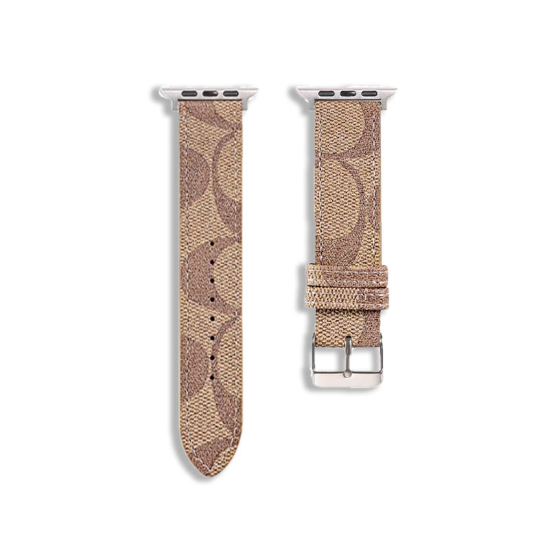 Stylish Leather CH Apple Watch Band Coffee-GECH116