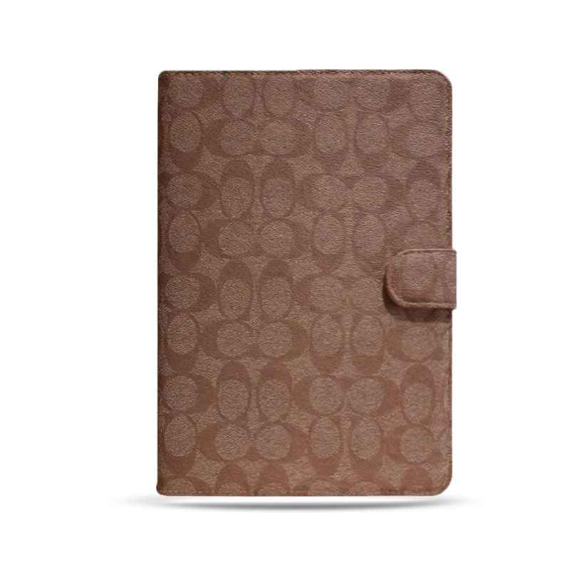 Premium Leather Monogram  iPad Case Coffee-GELV128