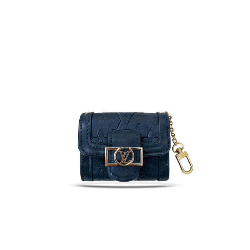 Premium Leather Monogram AirPods Cases Black Printing-GELV135