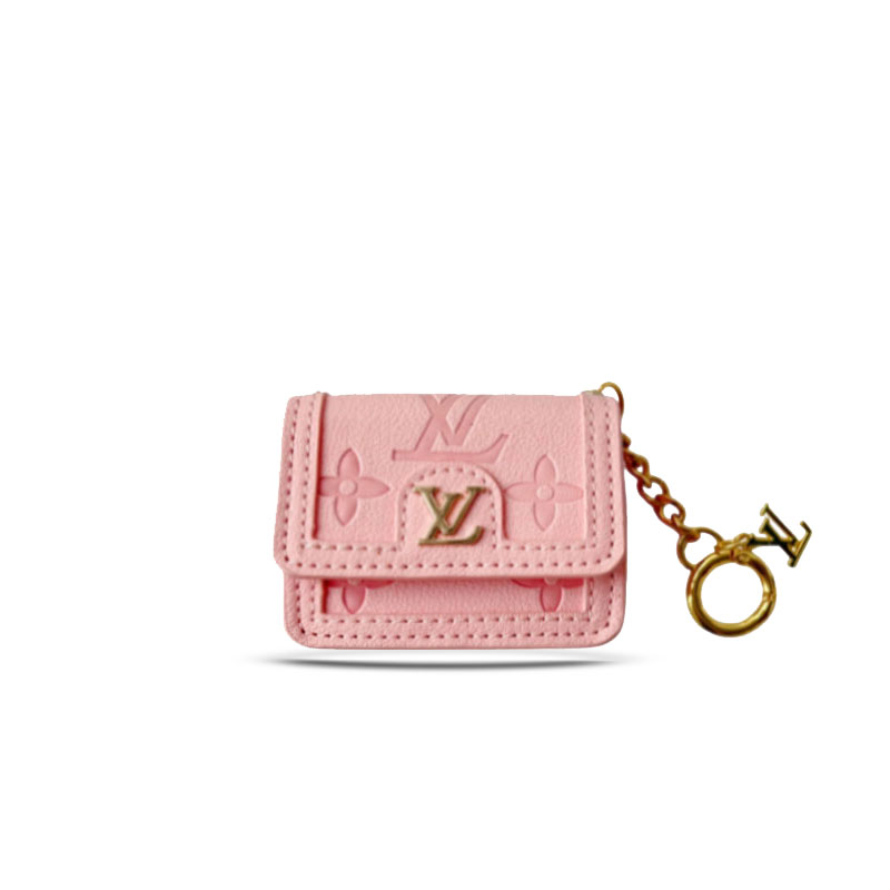 Stylish Leather Monogram AirPods Cases Pink-GELV138