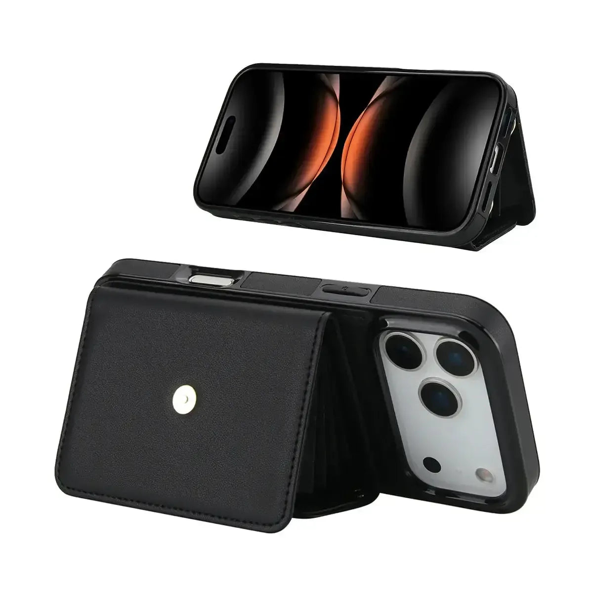 Premium  Leather  iPhone Case With Card Wallet-GE177