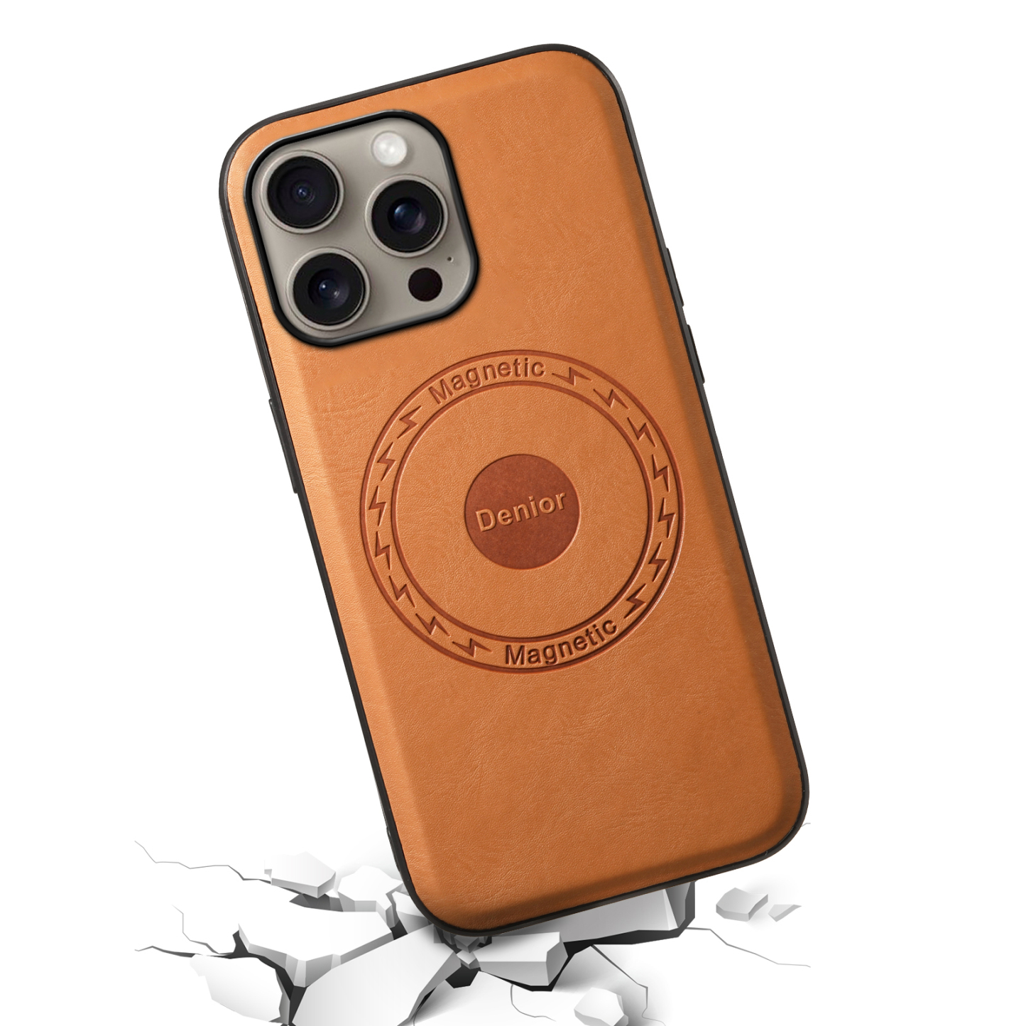 Leather Phone Case For iPhone Brown (Compatible With Magsafe)-CXK241852-GTOCASE