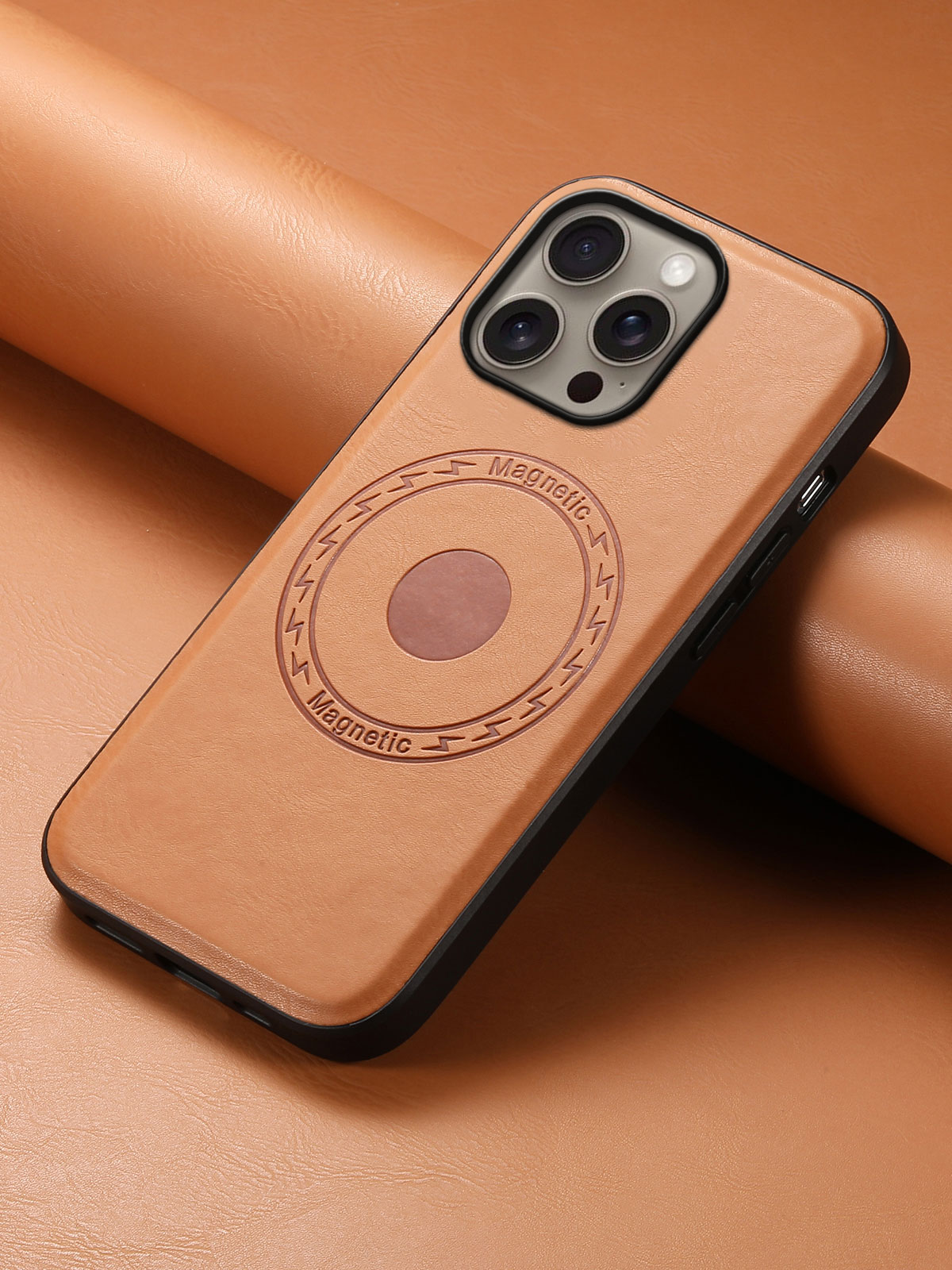 Leather Phone Case For iPhone Brown (Compatible With Magsafe)-CXK241852-GTOCASE