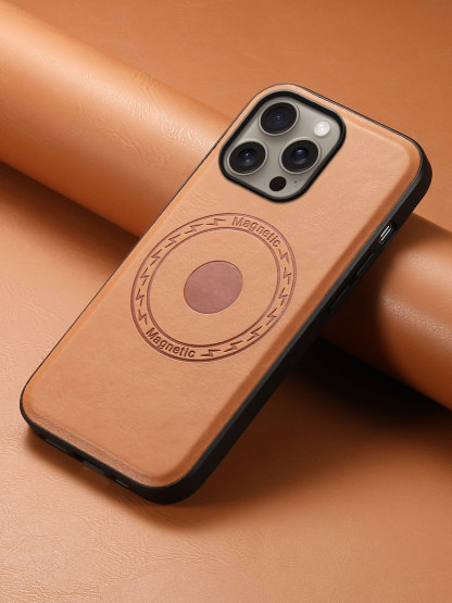 Leather Phone Case For iPhone Brown (Compatible With Magsafe)-CXK241852-GTOCASE
