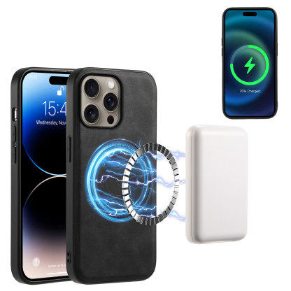Classic Leather Phone Case With Purse For iPhone Black (Compatible With Magsafe)-CXB241102-GTOCASE