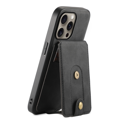 Classic Leather Phone Case With Purse For iPhone Black (Compatible With Magsafe)-CXB241102-GTOCASE