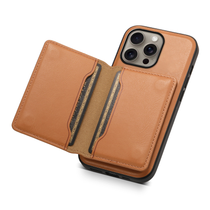  Leather Phone Case With Card Holder For iPhone Brown (Compatible With Magsafe）-MMK241650-GTOCASE