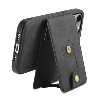 Classic Leather Phone Case With Purse For iPhone Black (Compatible With Magsafe)-CXB241102-GTOCASE